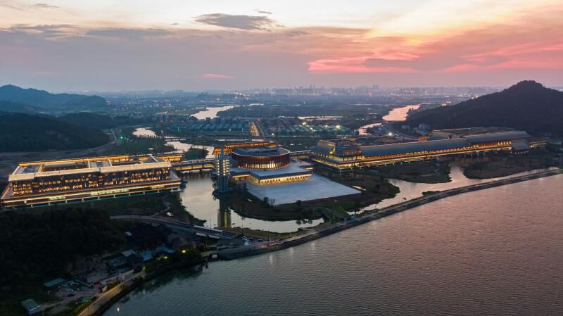 Ningbo International Convention Center illuminat