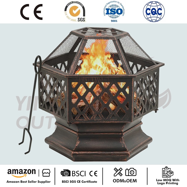 Hexagon lignum Bronze Perfice Ferro Ignis Pit