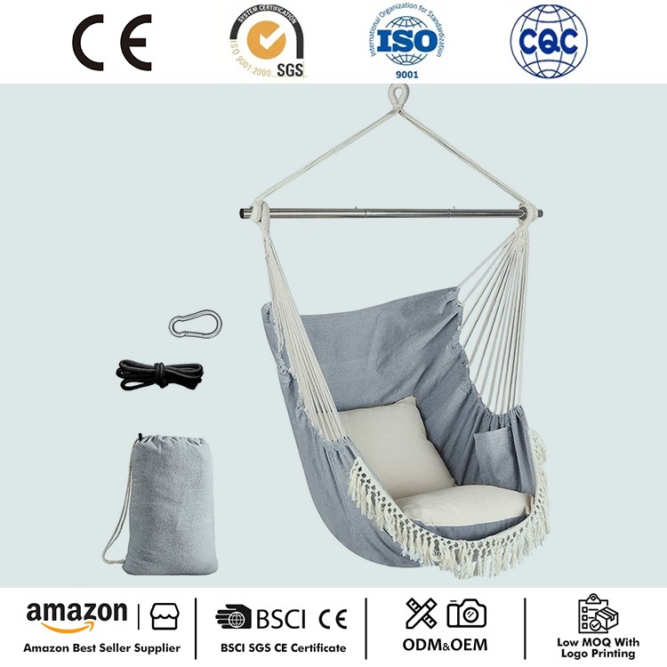 Portable Macrame Cathedra pendentem cum Latus Pocket